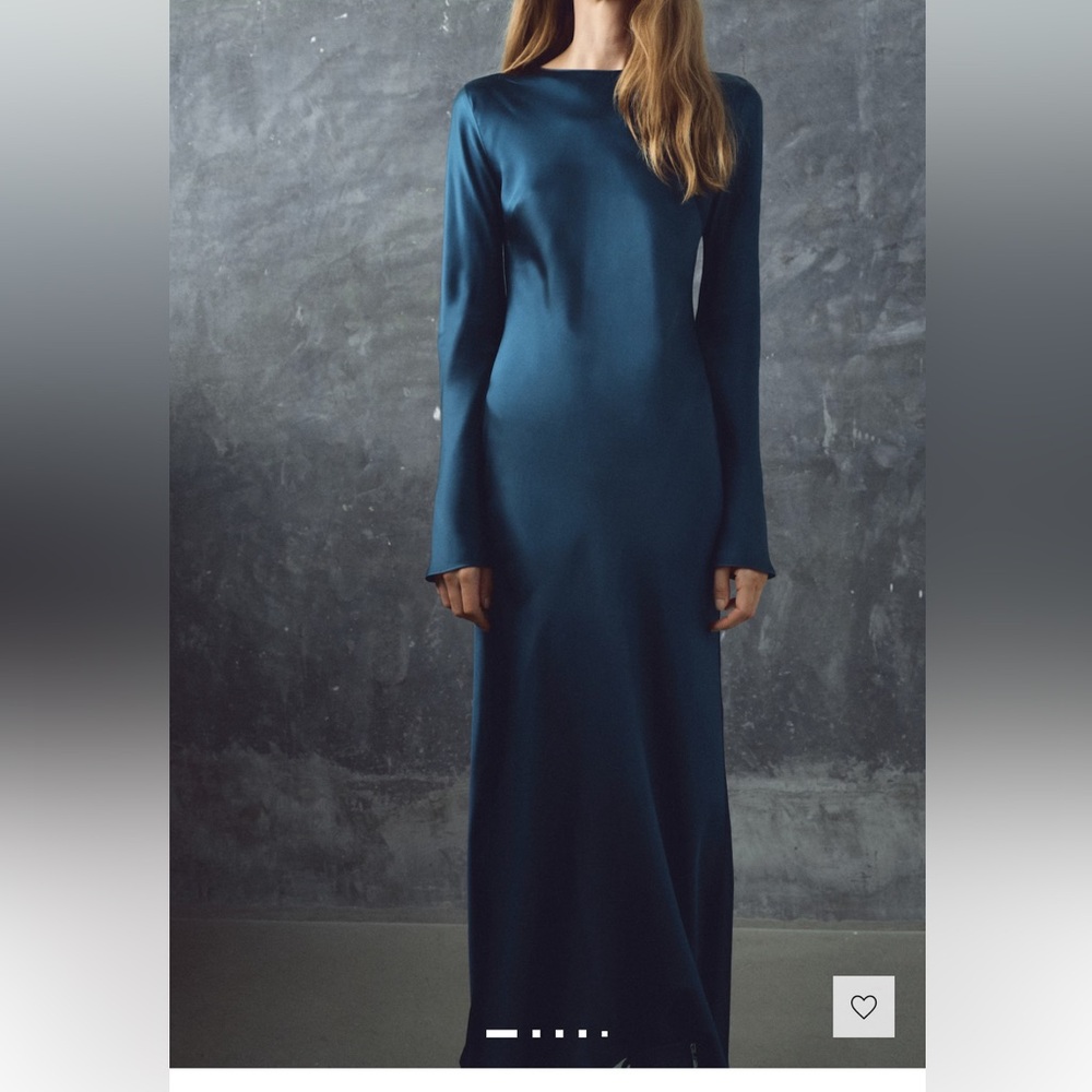 Mango Deep Blue Long Sleeve Dress